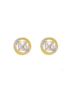 Brinco Fund - 34 Zirconia - Red Lateral c/ Pedra Meio 12mm c/ Rodio(Faz Lado) - 00 - 12mm x 12mm - 3.67gr