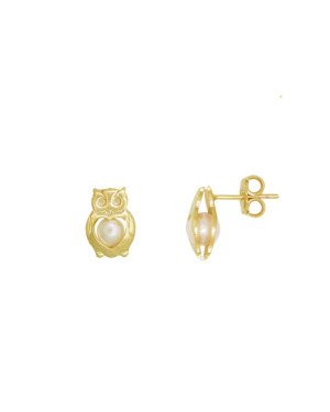 Brinco Coruja Dupla Vaz Centro c/ Perola - 00 - 8mm x 11mm - 1.58gr