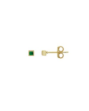 Brinco Fundicao - 2 Zirconia - Quadrado 3mm - Esmeralda - 00 - 3mm x 3mm - 0.57gr