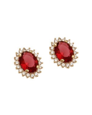 Brinco Fundicao - 38 Zirconia - Oval 12mm Centro Pedra Rubi (Linha Princess) - 00 - 12mm x 14mm - 4.47gr