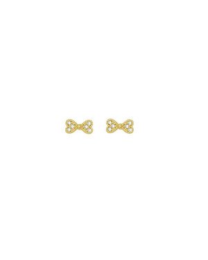 Brinco Fundicao - 12 Zirconia - Laco c/ 2 Coracao 7mm - 00 - 7mm x 4mm - 0.85gr