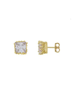 Brinco Fundicao - 2 Zirconia - Quadrado Solitario 9mm - 00 - 9mm x 9mm - 3.58gr
