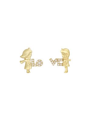 Brinco Fundicao - 21 Zirconia - Casal Love  - 00 - 12mm x 14mm - 1.98gr