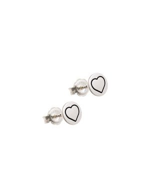 Brinco AG (Envelhecida) Redondo Liso 6mm c/ Coracao  - G5 - 6mm x 6mm - 0.74gr