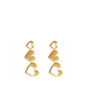 Brinco Pino 2 Coracoes Vazados 1 Cheio  - 00 - 10mm x 25mm - 1.56gr