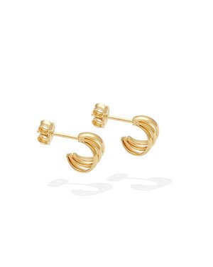 Brinco Pino Meia Argola Entrelacada Pequeno   - 00 - 11mm x 17mm - 1.35gr