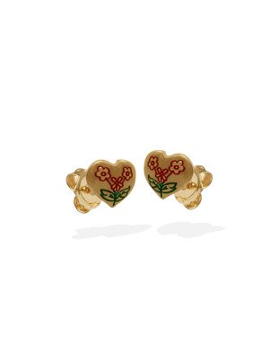 Brinco Coracao 10mm c/ Flor p/ Resina  - 00 - 11mm x 10mm - 1.35gr