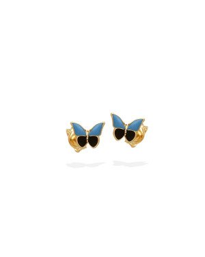 Brinco Borboleta 10X7.5mm p/ Resina  (Azul e Preto) - 00 - 10mm x 8mm - 0.85gr