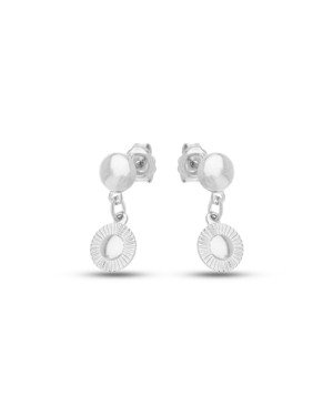 Brinco AG Botao Meio Bola Lisa c/ Botao Diamantado 7.5mm - G3 - 8mm x 19mm - 1.43gr