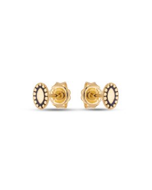 Brinco Oval 6mm Meio Liso Borda Bolinhas Macico  - 00 - 4mm x 6mm - 0.64gr