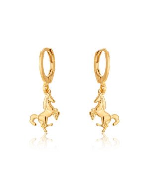 Brinco Argolinha c/ Cavalo Estampado - 00 - 11mm x 26mm - 1.60gr