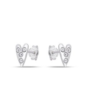 Brinco AG Coracao Comprido 8mm c/ Pedra Cristal - G5 - 8mm x 6mm - 0.69gr