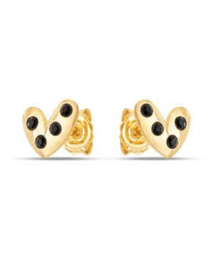 Brinco Coracao Irregular 8mm c/ Pedra  - 00 - 9mm x 8mm - 0.90gr