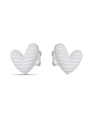 Brinco AG Coracao Irregular 10mm Textura  - G5 - 10mm x 11mm - 1.14gr