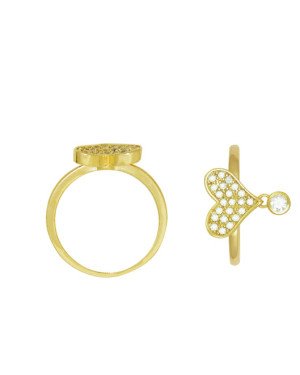 Anel Fundicao - 23 Zirconia - Coracao c/ Ponto de Luz - 00 - 1mm x 1mm - 3.02gr