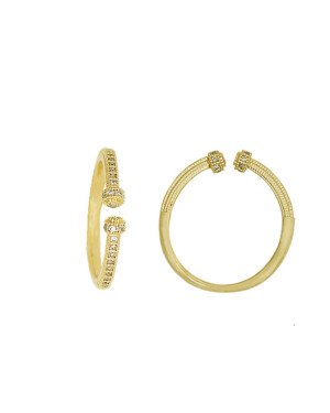 Anel Fund - 34 Zirconia - Aro Aberto c/ Metade do Aro Liso e Metade c/ Pedras - 00 - 1mm x 1mm - 1.46gr