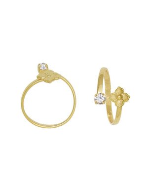 Anel Falange Regulagem c/ Ponto de Luz e Florzinha Reticulada  - 00 - 1mm x 1mm - 0.74gr
