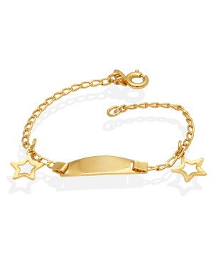 Pulseira com Chapa e Duas Estrelas - CE - 6mm x 140mm - 2.00gr