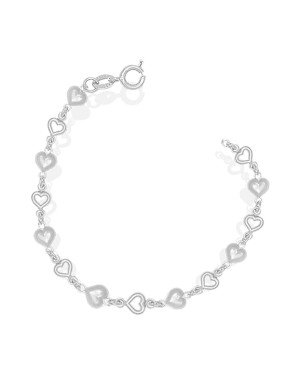 Pulseira Dezoito Coracao Duplos Vazados - G3 - 6mm x 180mm - 5.59gr