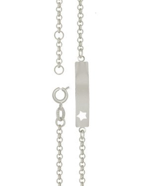 Pulseira Chapa com Estrela vazada e Alongador - G3 - 5mm x 140mm - 1.74gr