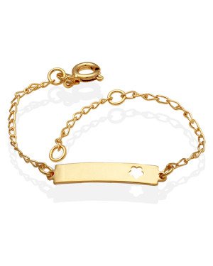 Pulseira de Chapa com Uma Florzinha Vazada e Alongador - CE - 5mm x 140mm - 1.60gr