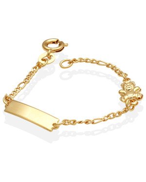 Pulseira com Chapinha com Um Ursinho Duplo - CE - 7mm x 120mm - 1.90gr
