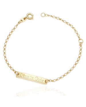 Pulseira Infantil Chapa "Deus Te Guie" c/ Along. 2cm - CE - 5mm x 140mm - 1.60gr