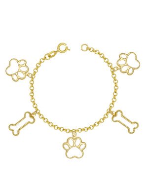 Pulseira c/ 3 Pata Pet Vazada 2 Osso 18mm Vazado - CE - 25mm x 180mm - 4.40gr