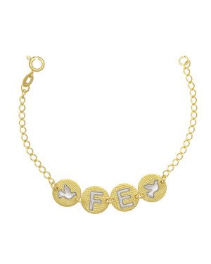 Pulseira Fe c/ 2 Espirito Santo c/ Rodio - CE - 11mm x 180mm - 3.30gr