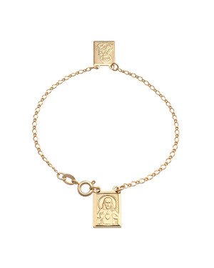 Pulseira Escapulario Quadrado Est. S. C. Jesus e N.Sra Carmo - CE - 10mm x 180mm - 3.30gr