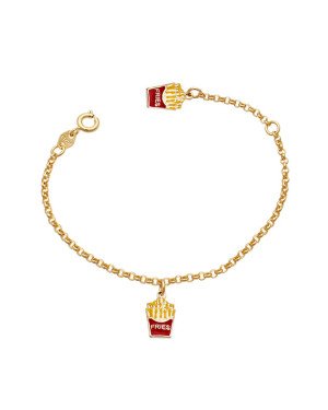Pulseira 12cm c/ 2 Batata Frita  Along 2cm  - CS - 8mm x 140mm - 1.96gr