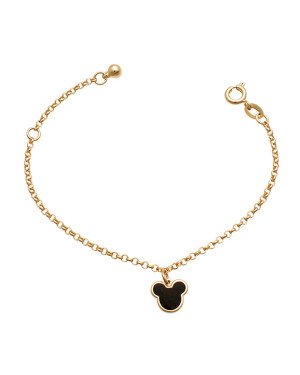 Pulseira c/ Mickey e 1 Bola ABS 4mm  - CS - 8mm x 140mm - 1.73gr