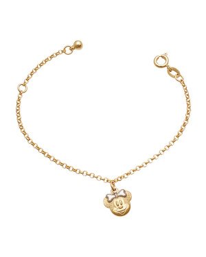 Pulseira 1 Minnie Estampada (Rodio) 1 Bola ABS (12cm + 2cm Along ) - CE - 9mm x 140mm - 1.84gr