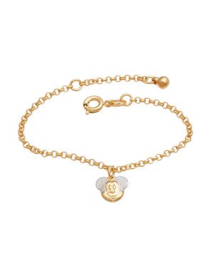 Pulseira c/ Mickey  Estampado (Rodio) 1 Bola ABS (12cm + 2cm Along ) - CE - 9mm x 140mm - 1.73gr