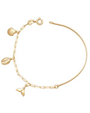 Pulseira c/ Bracelete p/ Concha Buzio Rabo de Sereia  - CS - 1mm x 1mm - 3.40gr