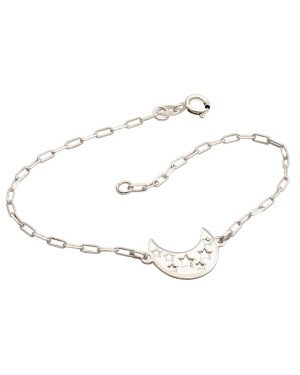 Pulseira Ag Cartie  Lua c/ Estrelas Vazadas  - G3 - 7mm x 180mm - 1.93gr