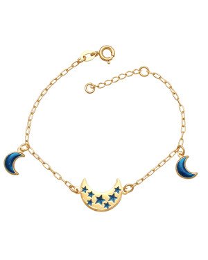 Pulseira c/ Lua c/ Estrelas  2 Luas p/ Resina  - CE - 7mm x 180mm - 2.00gr