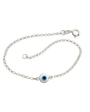 Pulseira AG Elo Portugues c/ 1 Olho Grego Borda Diamantada - G3 - 7mm x 180mm - 1.32gr