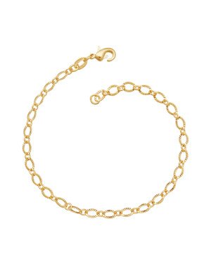Pulseira c/ Corrente Oval Diamantado 4mm - CE - 4mm x 180mm - 1.60gr