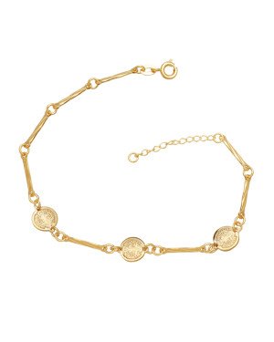 Pulseira c/ 8 Palitos Diamantados e 3 Sao Bento 8mm - CE - 8mm x 180mm - 3.50gr