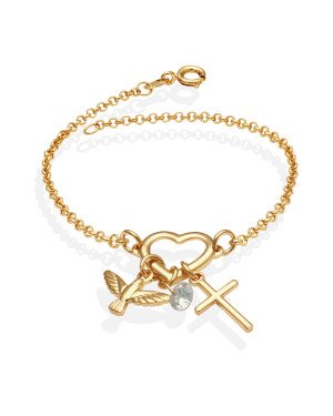 Pulseira Coracao Vaz p/ Zirconia Cruz Espirito Santo (18+2) - CE - 10mm x 200mm - 2.40gr