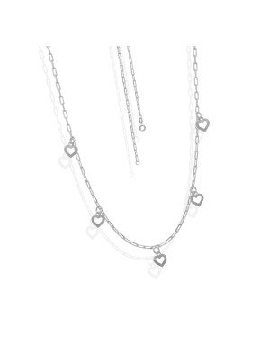Gargantilha AG Cartie c/ 5 Coracoes Retos Vazados 6mm - G3 - 6mm x 450mm - 3.26gr