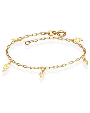 Pulseira Cadeado Elo Longo c/ 5 Folhas  - CE - 6mm x 180mm - 1.29gr