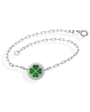 Pulseira AG Cartie Trevo c/ Bordas Bolinhas (Verde Pimenta) - G3 - 11mm x 180mm - 1.97gr