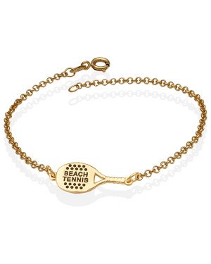 Pulseira Elo Portugues Raquete Beach Tenis (Resina 2 Lados) - CE - 8mm x 180mm - 2.40gr