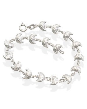 Pulseira AG c/ 17 Luas c/ Carinha  - G3 - 8mm x 180mm - 3.83gr