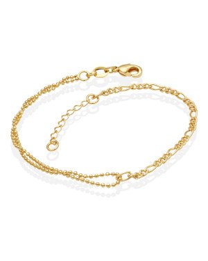 Pulseira c/ Corrente Bolinha e Corrente 3X1 - CE - 3mm x 200mm - 2.00gr