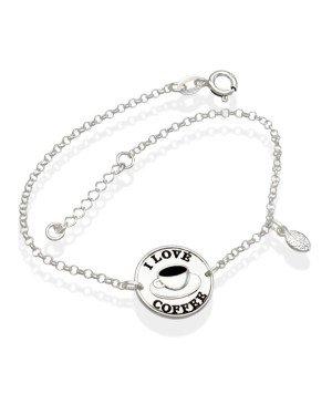 Pulseira AG Medalha "Love Coffee" p/ Resina  - G3 - 15mm x 200mm - 2.89gr