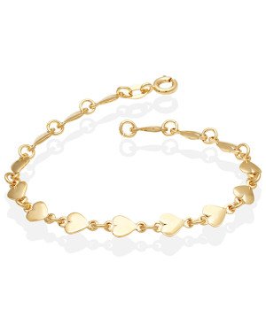 Pulseira c/ 15 Coracoes Lisos Macicos - CS - 5mm x 180mm - 3.10gr