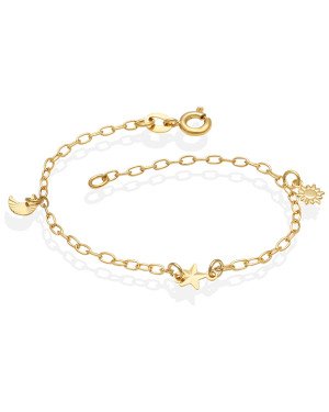 Pulseira p/ Lua e Estrela Diamantada Sol Macico  - CS - 10mm x 200mm - 1.42gr